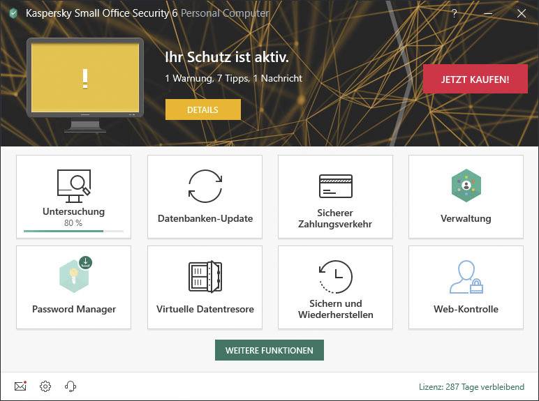 Kaspersky Lab Upgrade, 5 Lizenzen Windows Antivirus, Sicherheits-Software