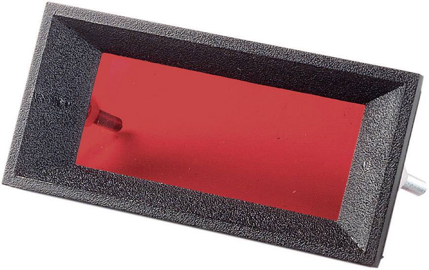 Boîtier noir rectangulaire avec un couvercle rouge translucide et une petite vis de fixation sur le côté.