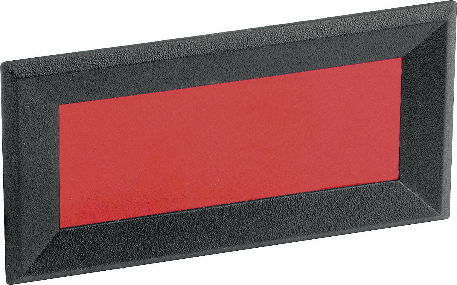 Panneau d'avertissement rectangulaire, encadré de noir avec un intérieur rouge, probablement utilisé pour la signalisation de sécurité.