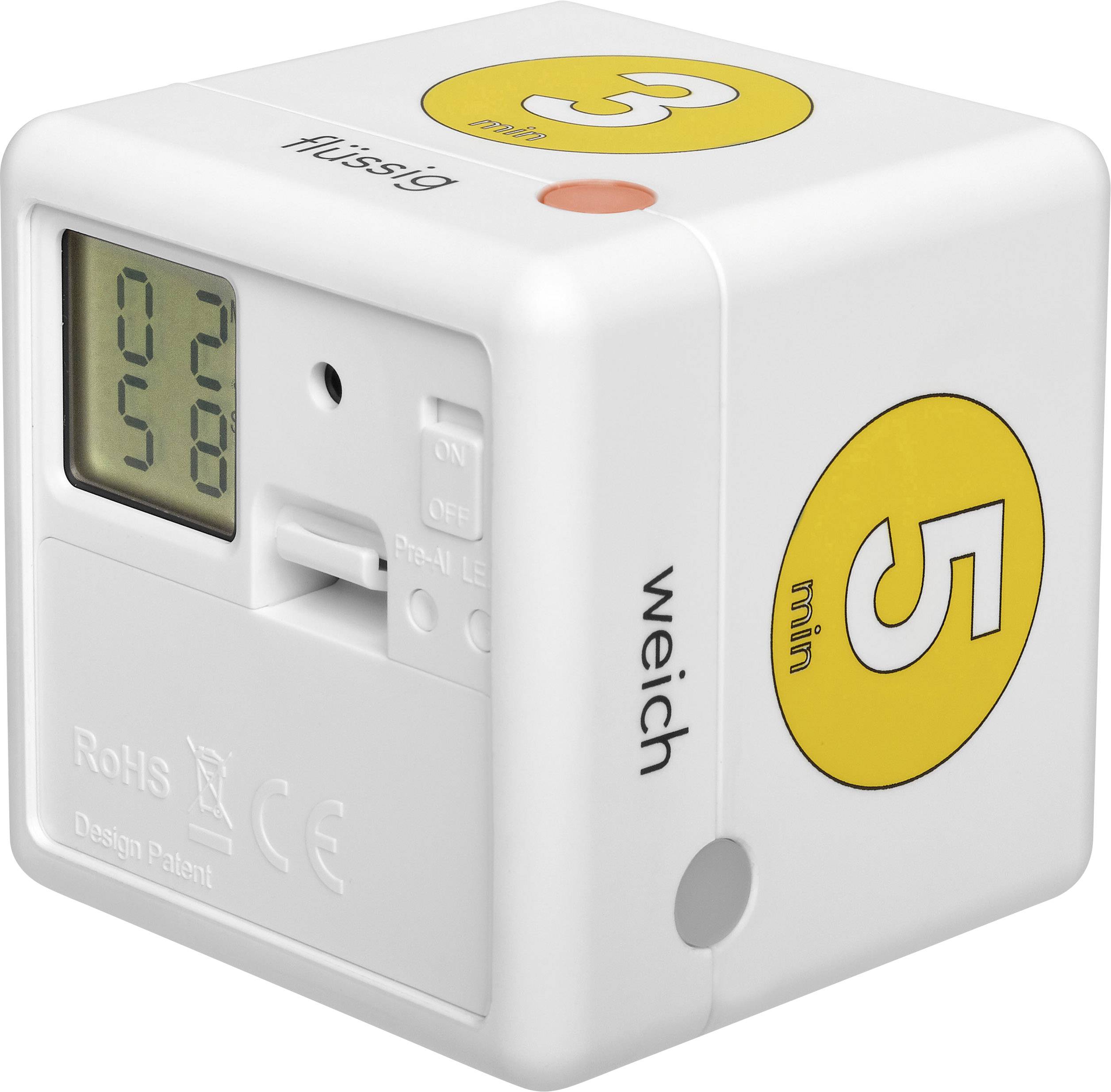 TFA Dostmann Cube Timer Ei Minuteur de cuisine blanc, jaune numérique