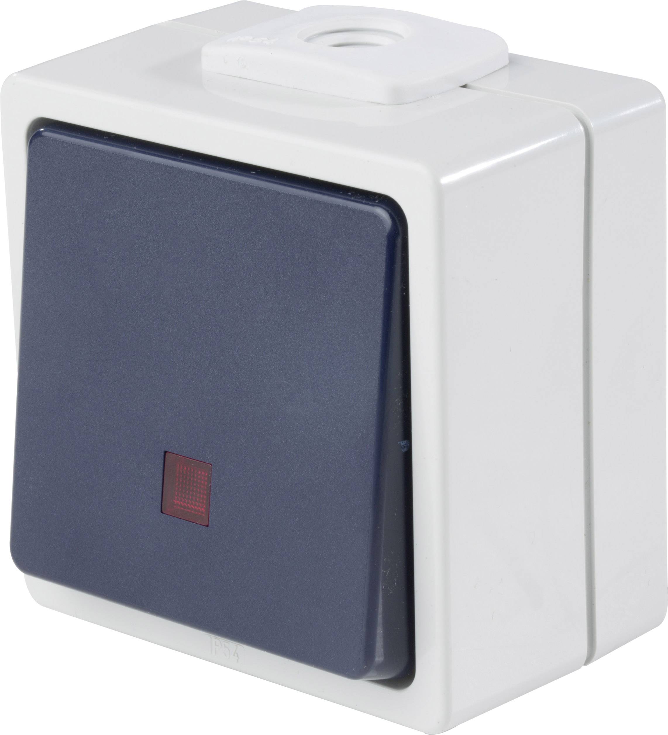 AS Schwabe 62453 Bouton-poussoir avec éclairage IP54 gris