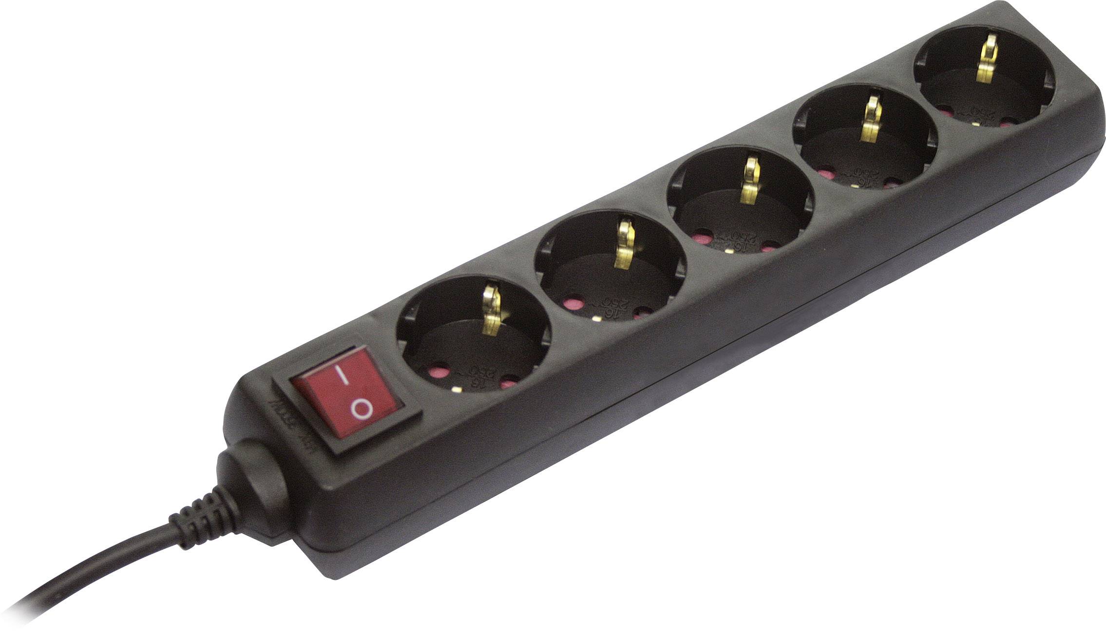 Bloc multiprise avec interrupteur AS Schwabe 35012 noir contact de protection 1 pc(s)