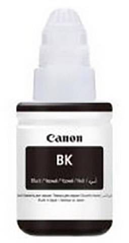 Bouteille d'encre noire Canon portant l'inscription « BK ».