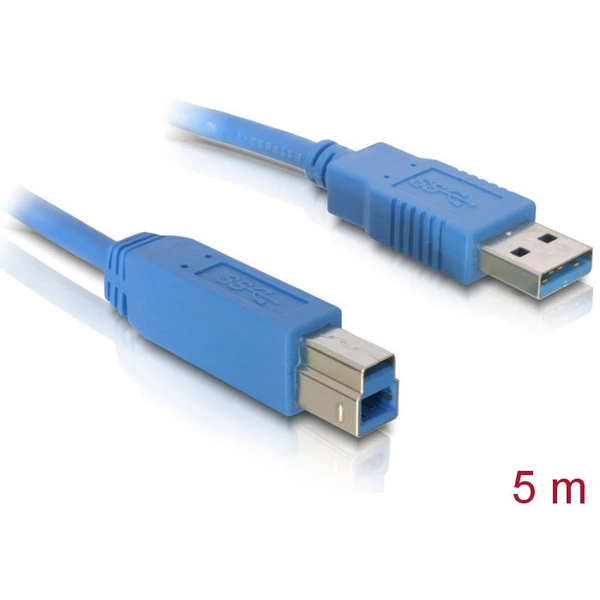 Delock Câble USB USB 3.2 Gen1 (USB 3.0) USB-A mâle, USB-B mâle 5.00 m bleu contacts dorés 82582 Delock Câble USB USB 3.2 Gen1 (USB 3.0) USB-A mâle, USB-B mâle 5.00 m bleu contacts dorés 82582