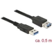 Delock Câble USB USB 3.2 Gen1 (USB 3.0) USB-A mâle, USB-A femelle 0.50 m noir contacts dorés 85053 Delock Câble USB USB 3.2 Gen1 (USB 3.0) USB-A mâle, USB-A femelle 0.50 m noir contacts dorés 85053
