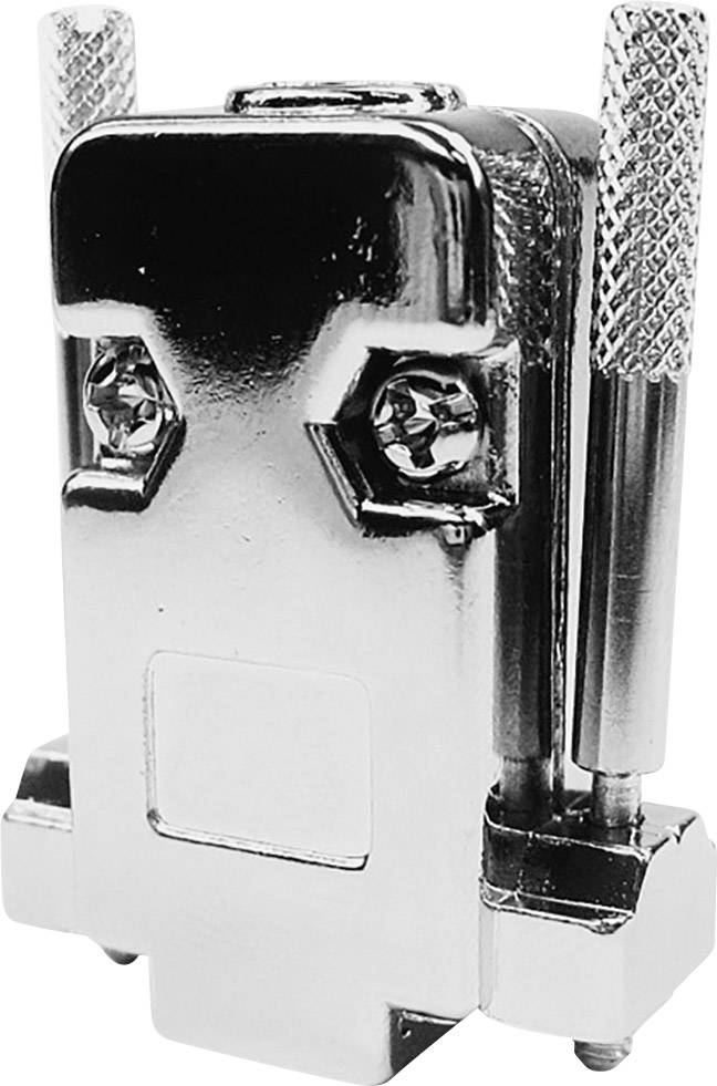 Connecteur D-Sub métallique en gros plan, avec deux vis de fixation.