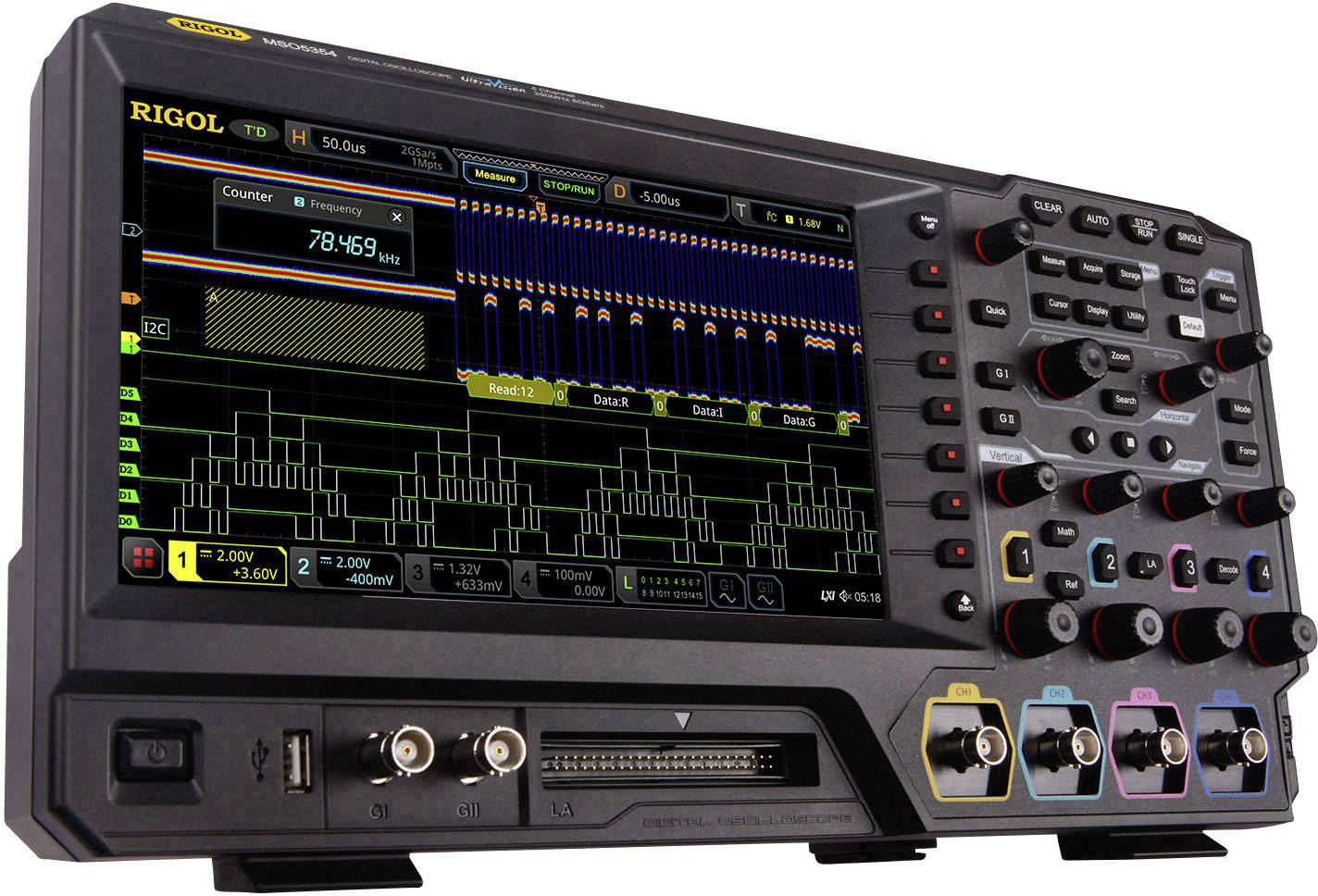 Oscilloscope numérique Rigol MSO5204 200 MHz 8 Géch/s 100 Mpts 8 bits