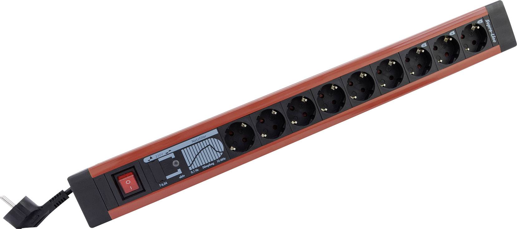 Bloc multiprise avec interrupteur REV 0014963613 x9 noir, rouge contact de protection 1 pc(s)