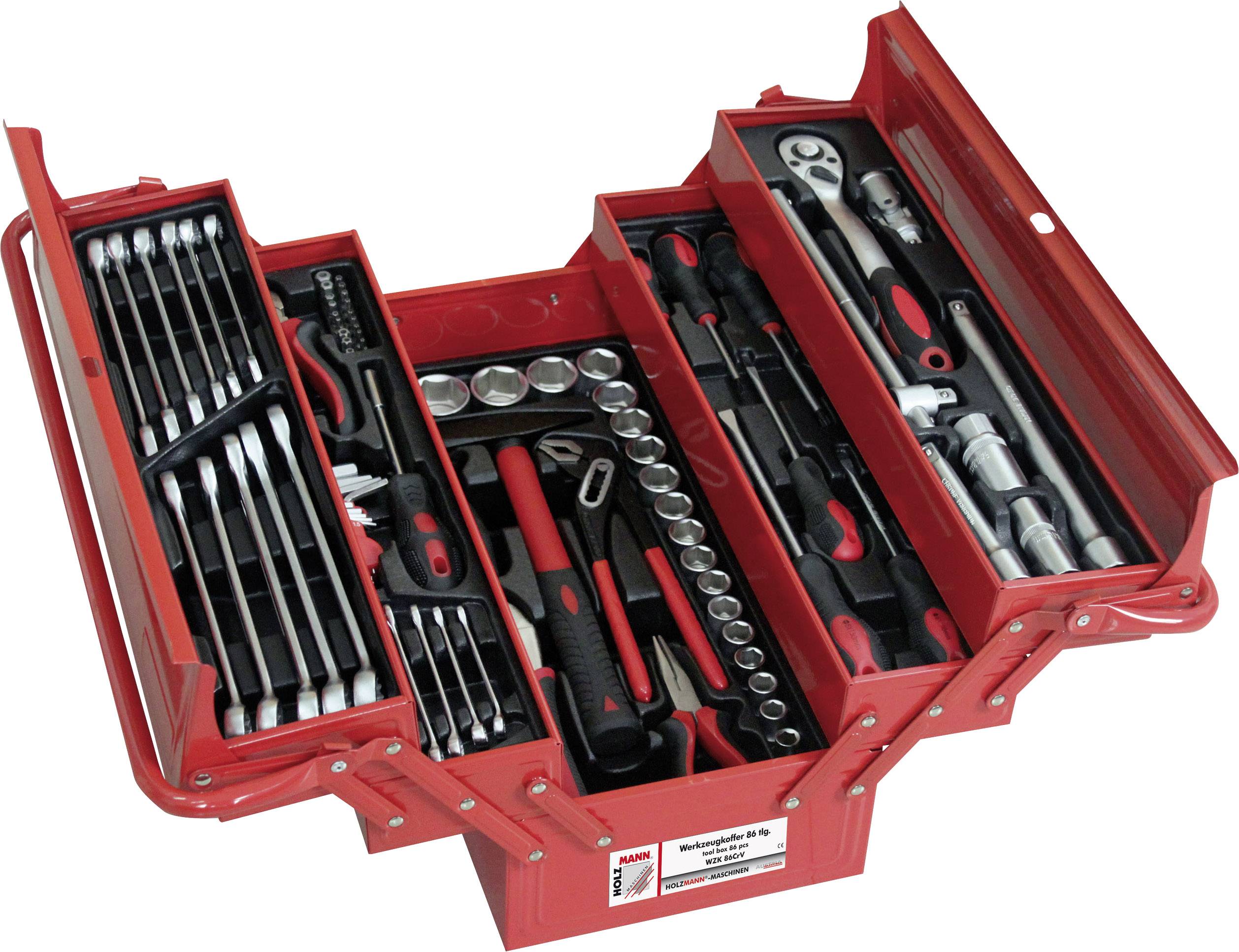 Holzmann Maschinen WZK86CrV Boîte à outils garnie rouge