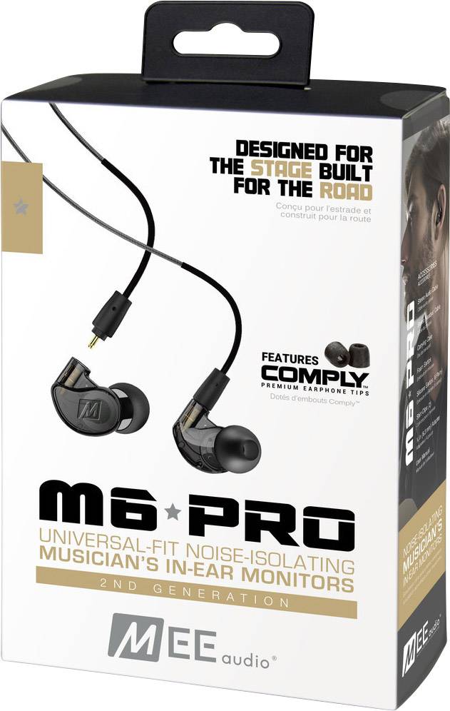 Écouteurs intra-auriculaires MEE audio M6 PRO filaire noir micro-casque, résistant à la sueur