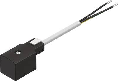 Capteur électrique noir avec connexion par câble, deux fils visibles.