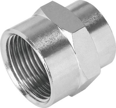 Manchons de raccordement métalliques filetés, utilisés pour connecter des tuyauteries dans des installations.