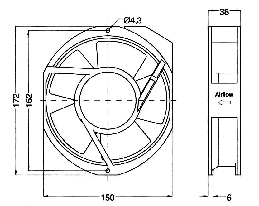 Ventilateur axial NMB Minebea 5915PC-23T-B30 230 V/AC 300 m³/h (L x l x H) 172 x 150 x 38 mm
