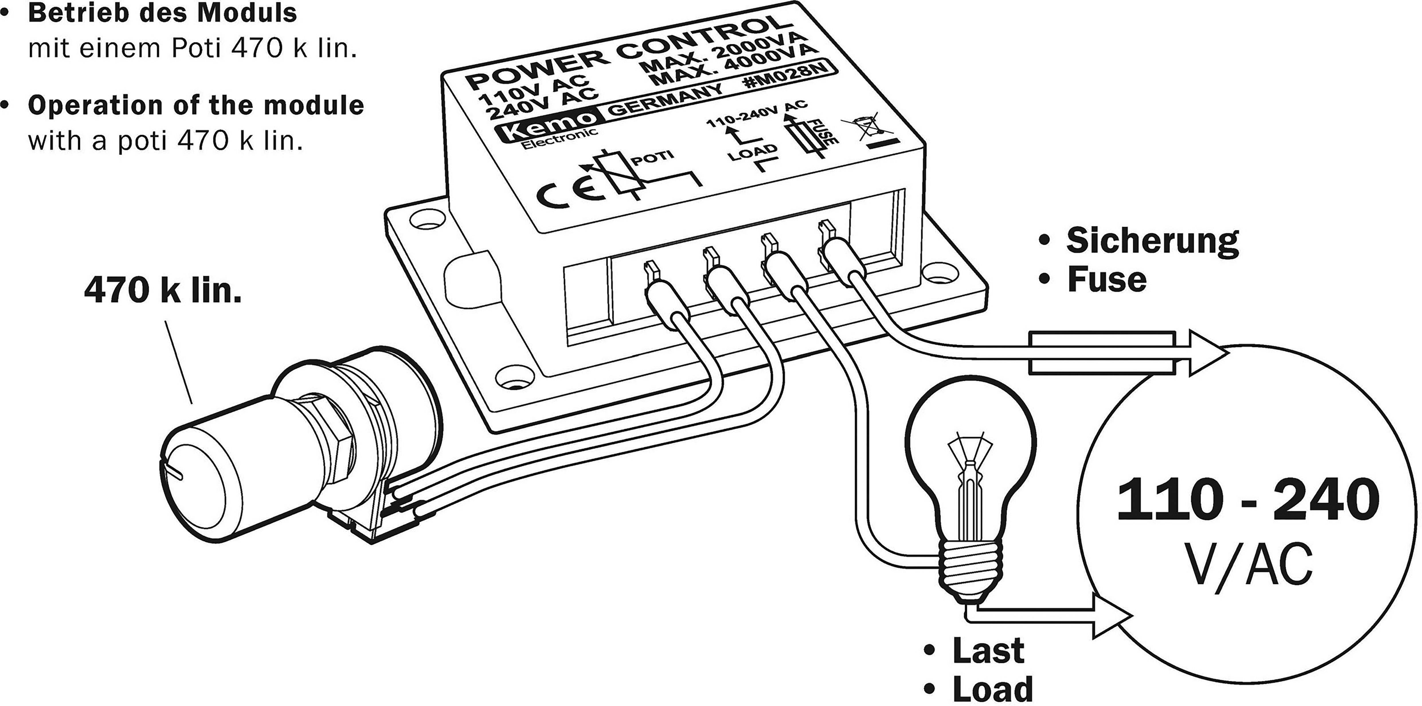 Régulateur de puissance kit monté Kemo M028N 1 pc(s)