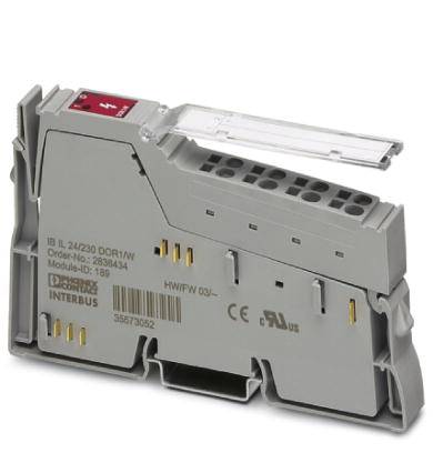 Un module électronique gris avec plusieurs connexions et une partie de couverture transparente, portant des détails techniques.