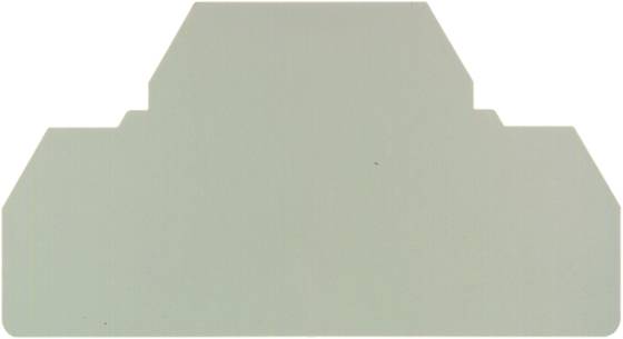 Objet gris plat à la forme irrégulière, présentant plusieurs avancées et retraits à angle droit.
