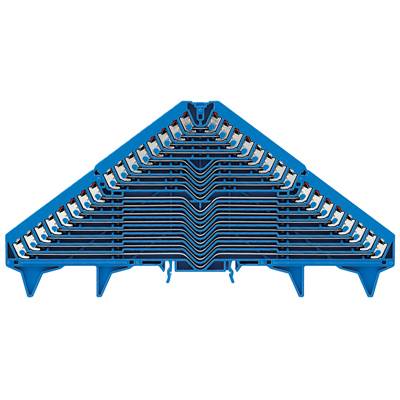 Une pince de câble bleue, multifonctionnelle, de forme triangulaire avec plusieurs points de connexion pour installations électriques.