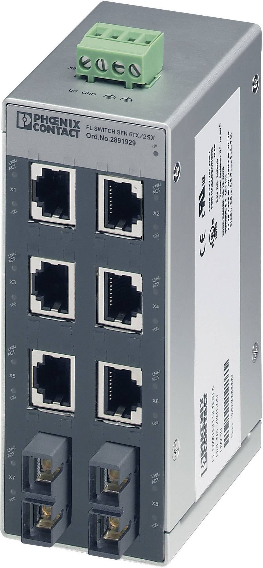 Commutateur Ethernet industriel Phoenix Contact FL SWITCH SFN 6TX/2FX 2891314 1 pc(s)