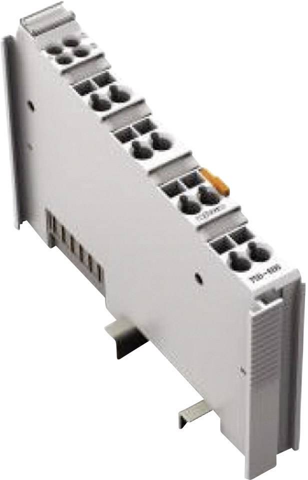 Un module avec plusieurs connexions électriques, montable sur un rail DIN, probablement destiné à des applications dans le domaine de l'automatisation industrielle.