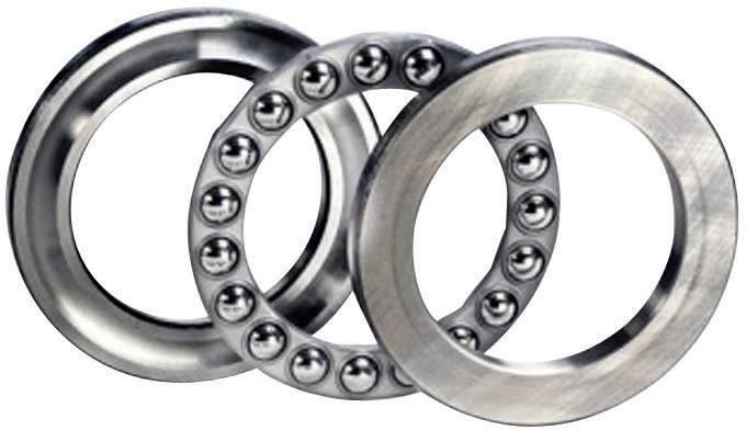 Trois roulements à billes, deux bagues extérieures et une bague intérieure avec des billes réparties uniformément.