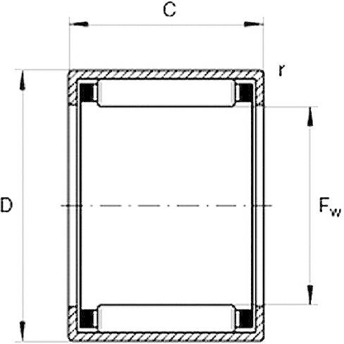 Roulement à aiguilles HK 2016 UBC Bearing HK 2016 Ø de perçage 20 mm Ø extérieur 26 mm Régime (max.) 9000 tr/min