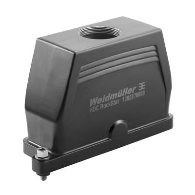 Un boîtier rectangulaire noir à bords arrondis avec une ouverture centrale de Weidmüller, portant l'inscription 'HDC Rockstar'.