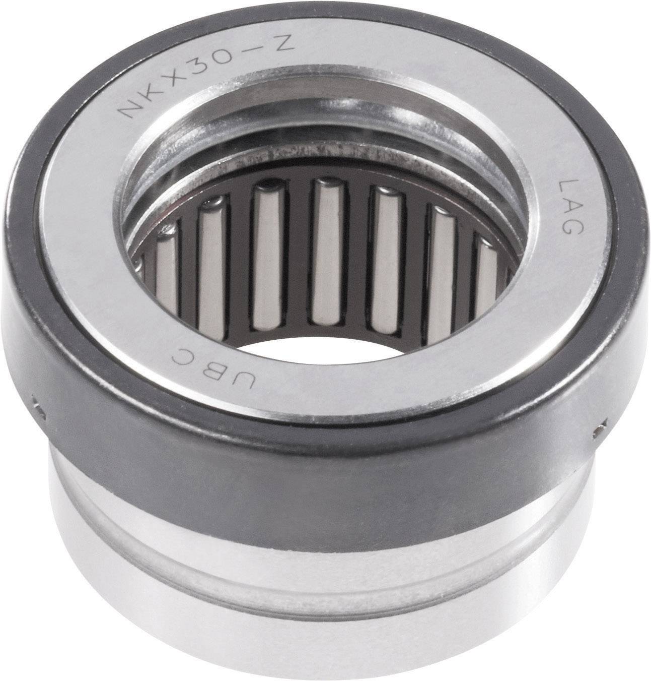 Roulement à rouleaux cylindriques portant l'inscription 'NKX30-Z LAG UBC'. Il s'agit d'un composant métallique conçu pour faciliter et soutenir la rotation.