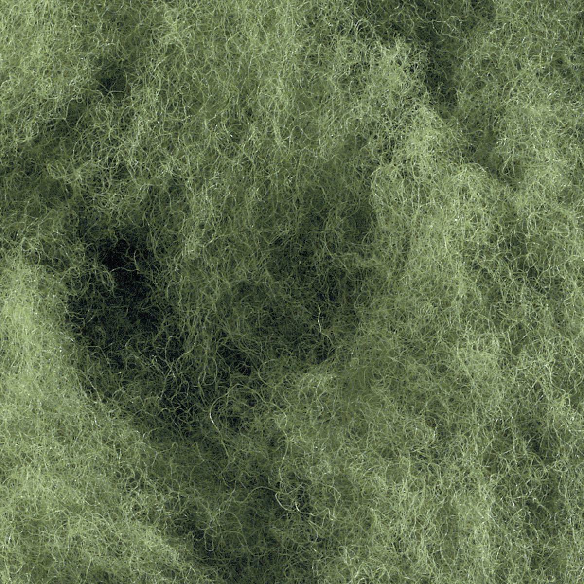 Gros plan sur un tissu vert en feutrine, révélant la structure fibreuse texturée dans différentes nuances de vert.