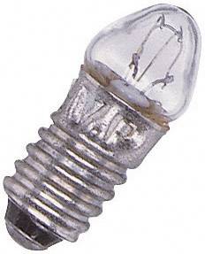 Une petite ampoule à vis, typique des lampes de poche ou des petits appareils électriques.