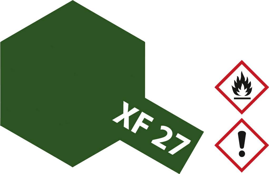 'Hexagone vert foncé avec l'inscription XF 27. À droite, symboles de danger, une flamme en haut et un point d'exclamation en bas.'