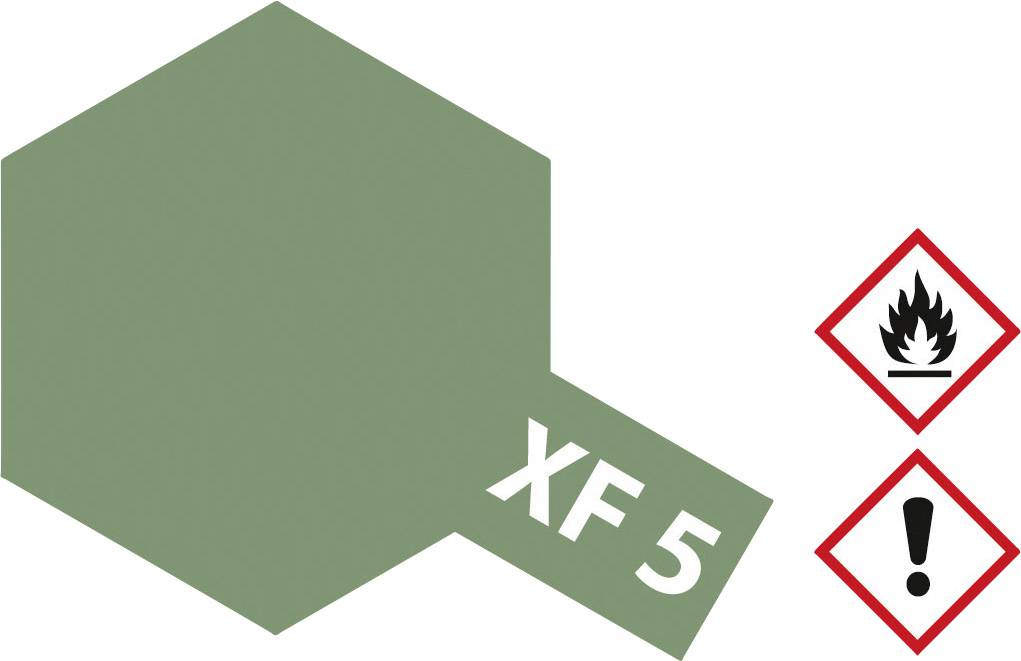 Carte de couleur verte hexagonale avec l'inscription 'XF 5'. À côté se trouvent deux symboles de danger : flamme et point d'exclamation.