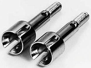 Deux pièces mécaniques chromées, probablement des éléments d'articulation, sont posées côte à côte sur une surface lisse.