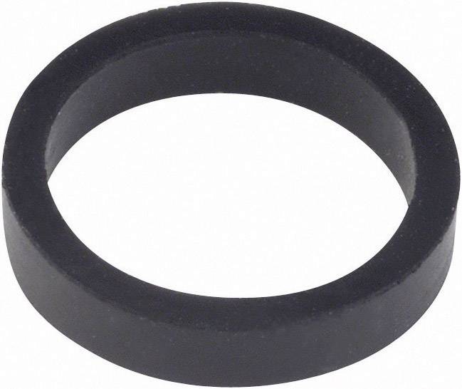 Anneau de caoutchouc noir, rond, possiblement utilisé comme joint ou rondelle.