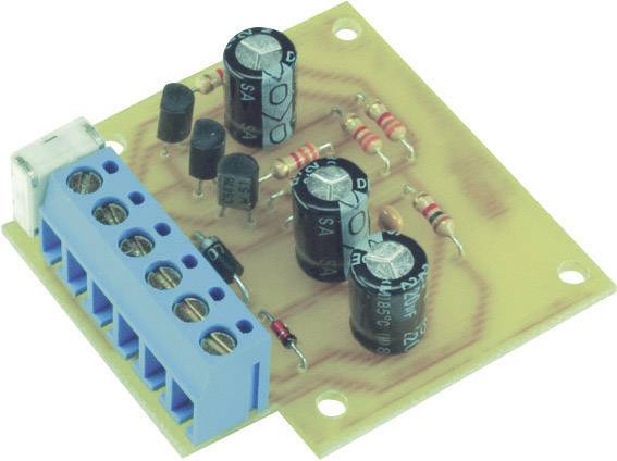 Carte électronique avec des connexions bleues, des condensateurs et des résistances. Adaptée aux circuits électroniques et aux projets de bricolage.