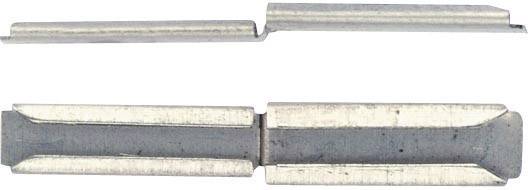 Deux broches métalliques de forme rectangulaire, disposées parallèlement l'une à l'autre.