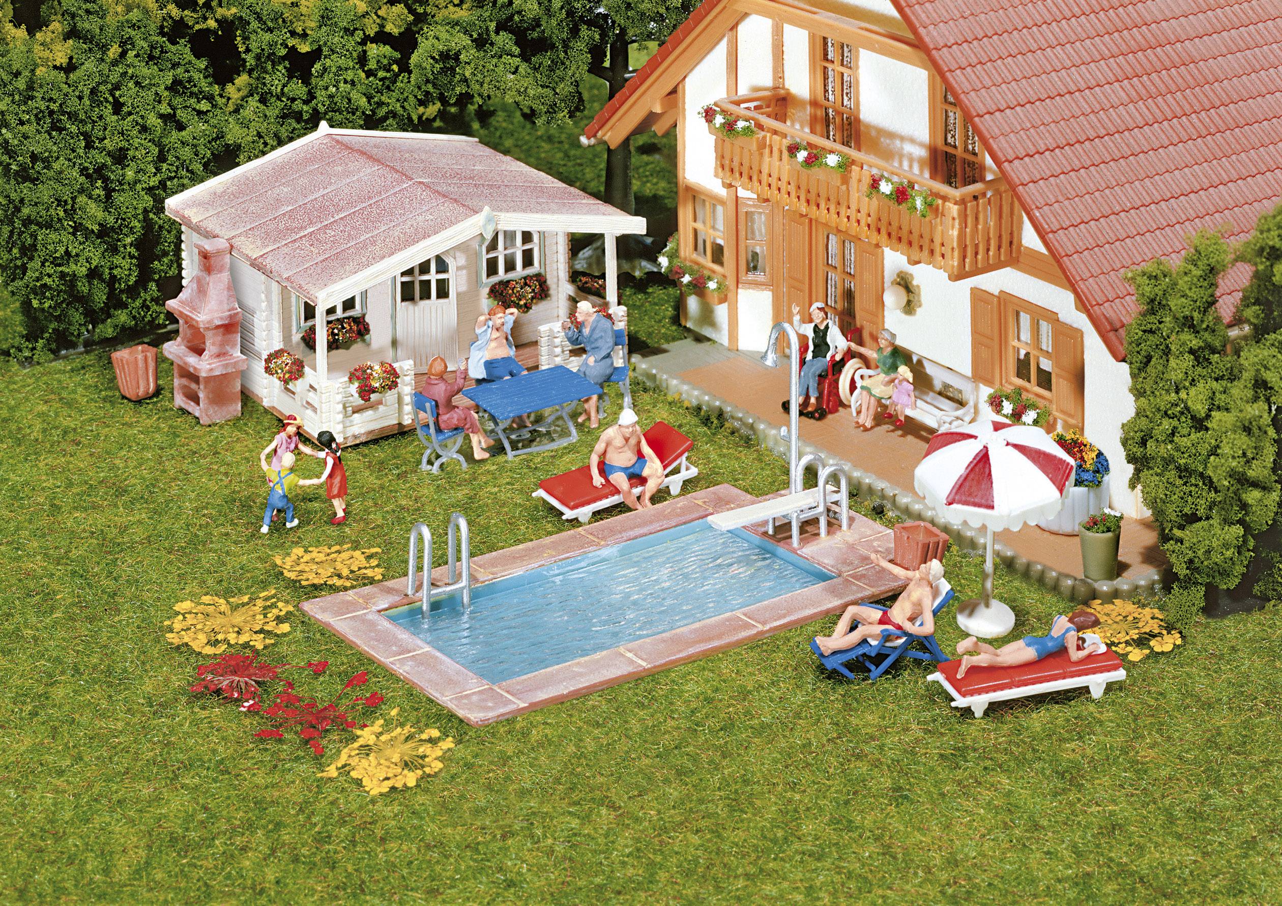 Piscine et pavillon de jardin Faller 180542 H0
