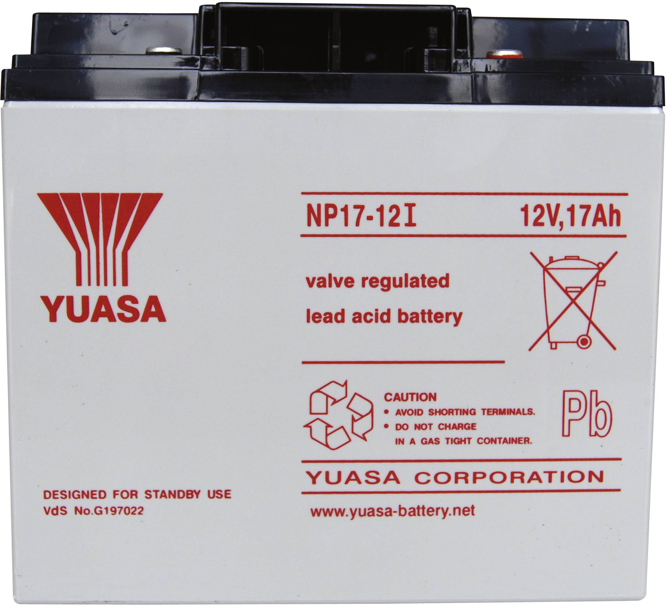 Yuasa NP17-12 NP17-12 Batterie au plomb 12 V 17 Ah plomb (AGM) (l x H x P) 181 x 167 x 76 mm raccord à vis M5 sans entretien