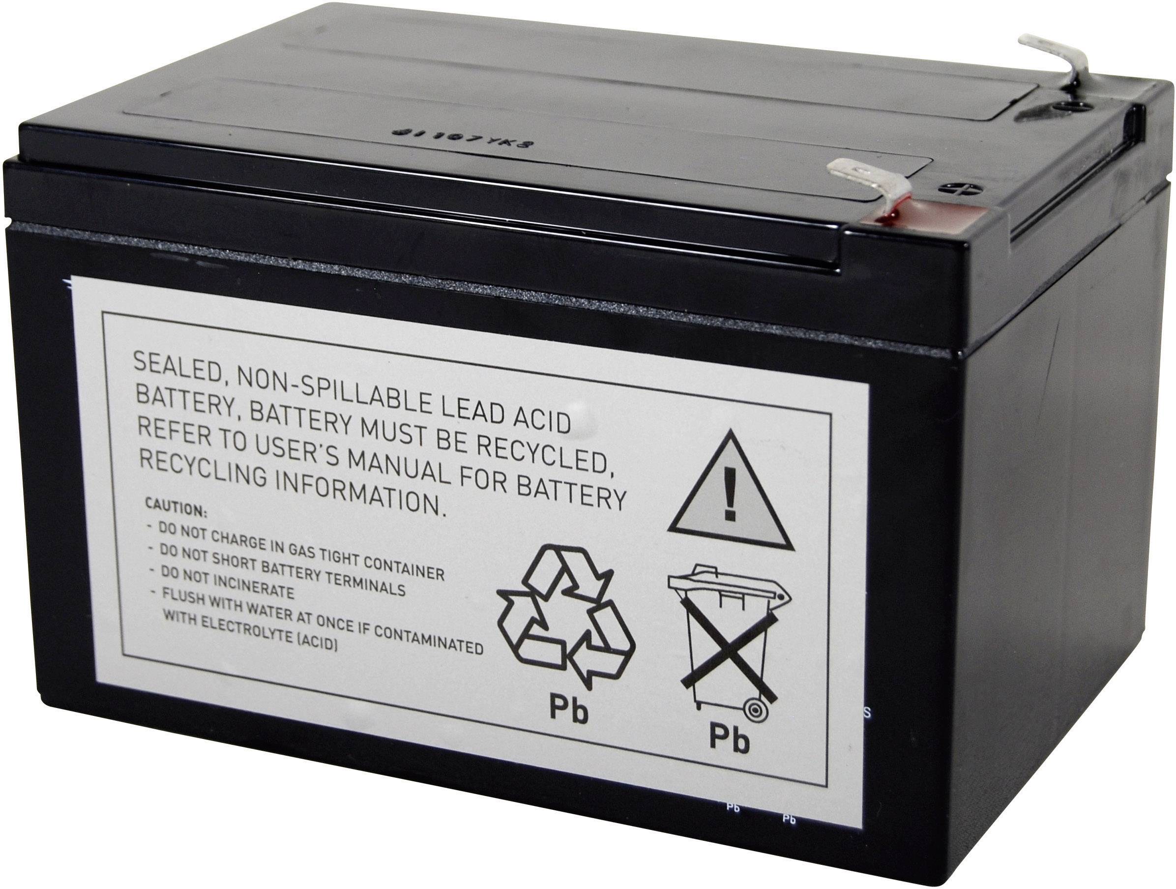 Une batterie au plomb-acide scellée, non coulante, avec des symboles de recyclage et des avertissements pour un élimination en toute sécurité.
