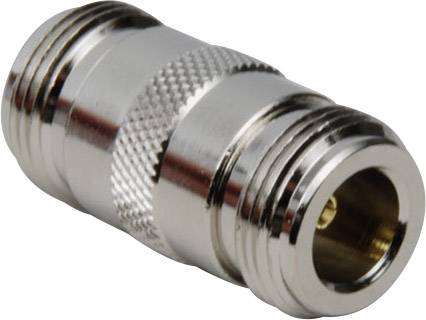 Un adaptateur métallique cylindrique argenté à surface striée pour une meilleure prise en main, doté de filetages des deux côtés.