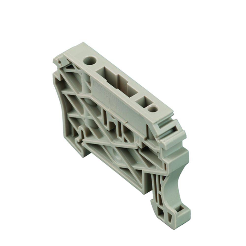 Un adaptateur de bloc de bornes rectangulaire gris en plastique avec plusieurs connexions. Adapté pour les installations électriques.