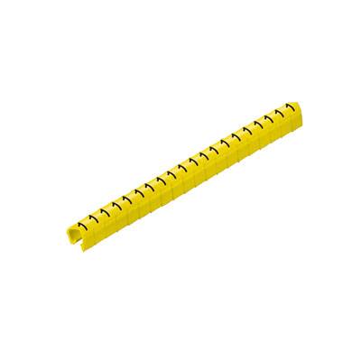 Gaine spiralée jaune pour l'organisation des câbles, vue latérale, idéale pour le regroupement et la protection des câbles.