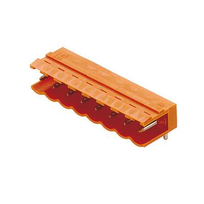 Un connecteur électrique rouge avec plusieurs bornes de connexion. Adapté pour la connexion de lignes électriques dans les appareils.