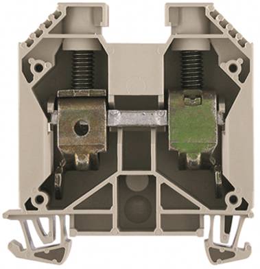 Une barrette électrique grise en coupe transversale montre des connexions métalliques et des mécanismes à ressort.