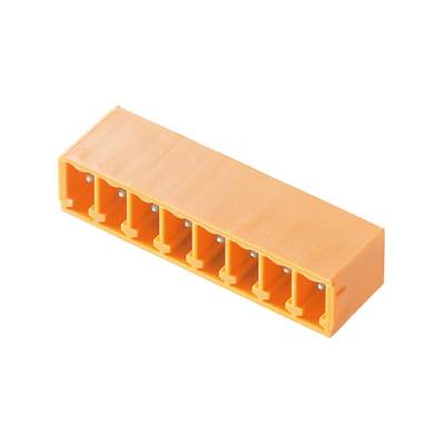 Un connecteur rectangulaire orange à huit broches, adapté aux connexions électriques dans les appareils électroniques.