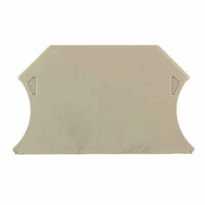 Une pièce en plastique beige, rectangulaire, avec des angles arrondis et des découpes symétriques sur les côtés.