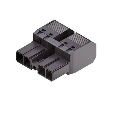 Connecteur bipolaire en plastique, noir, avec boîtier rectangulaire. Utilisé pour les connexions électriques dans les dispositifs techniques.