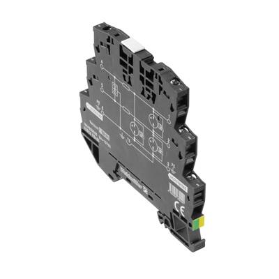 Composant électronique compact noir avec plusieurs connexions et marquages de type diagrammatique pour une fonction de contrôle ou de connexion.