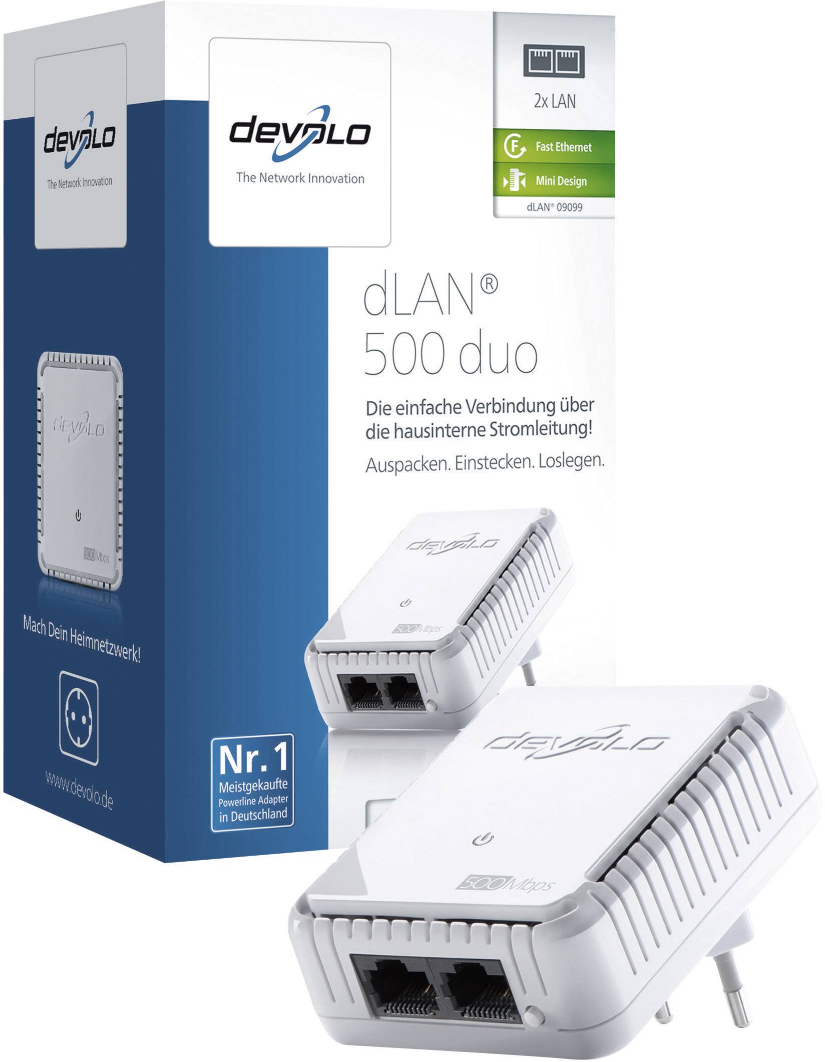 Devolo dLAN® 500 duo Powerline Einzel Adapter 500 MBit/s