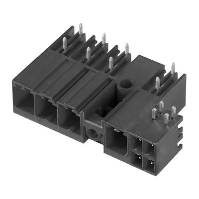 Un connecteur noir en plastique à broches métalliques, adapté pour les connexions électroniques.