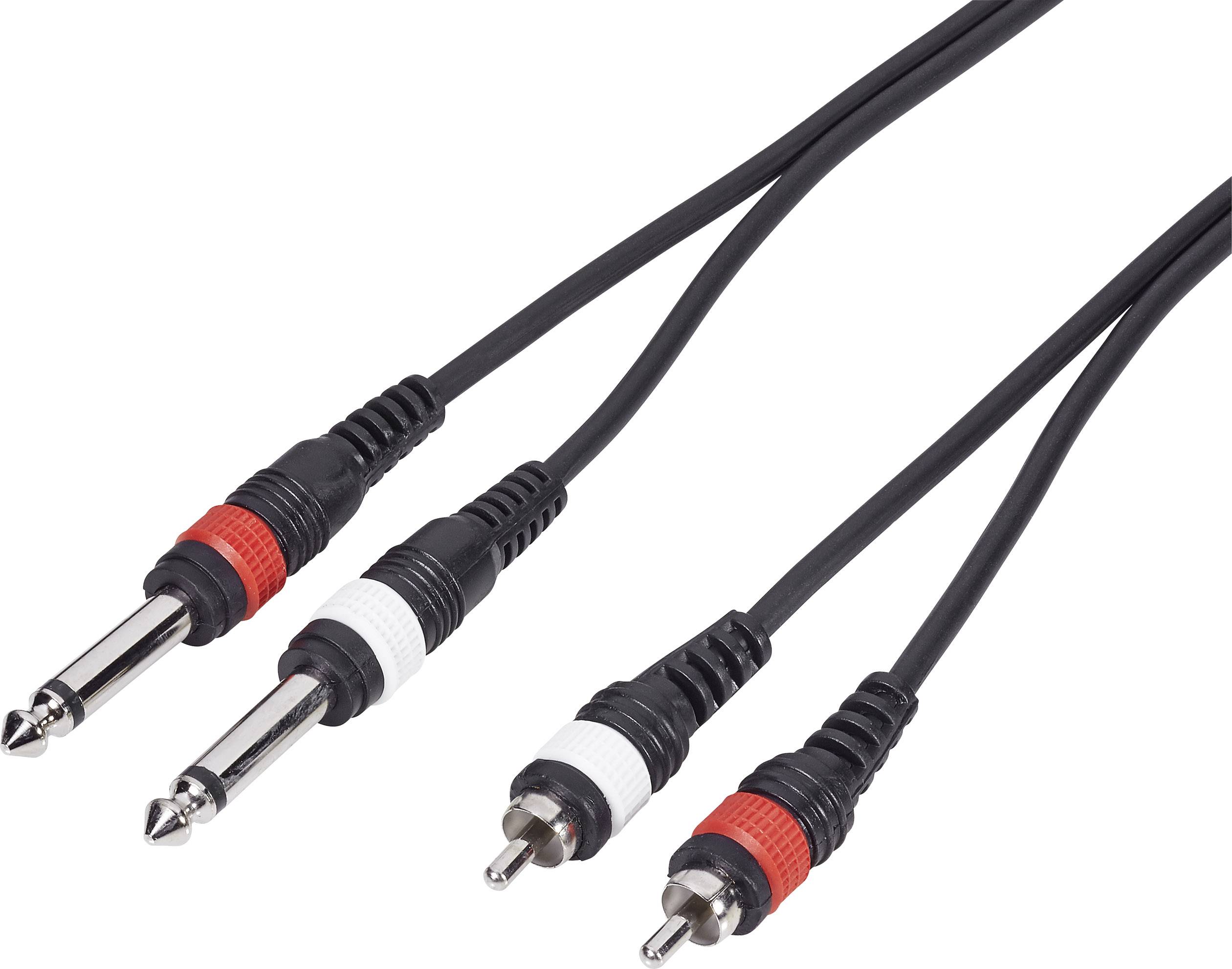 Paccs audio Câble adaptateur [2x Jack mâle 6.35 mm - 2x Cinch-RCA mâle] 5.00 m noir